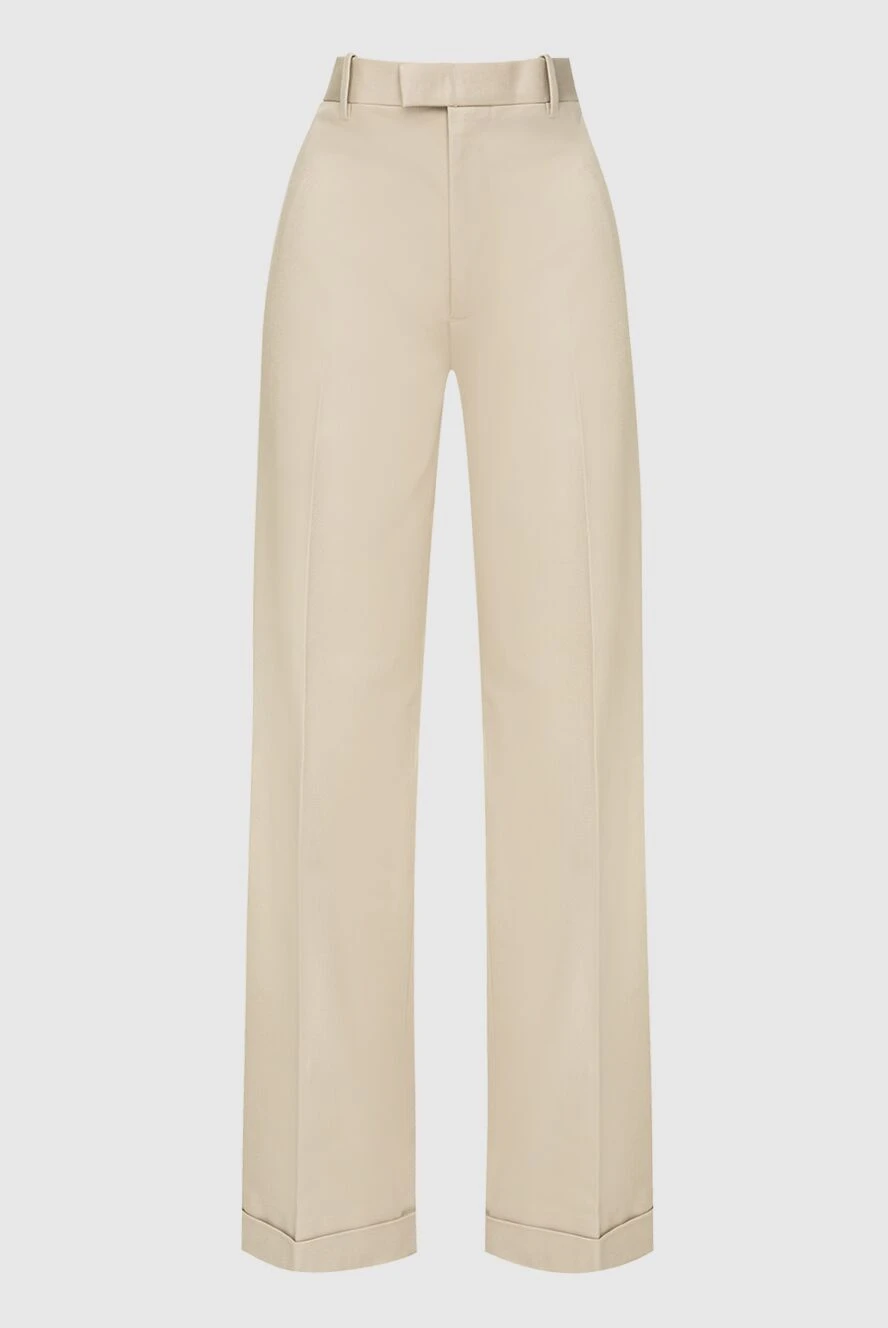 Bottega Veneta Women's straight wool trousers beige - two side pockets. cotton. zipper. Country of manufacture: Italy. Care: specialized cleaning - photo 1