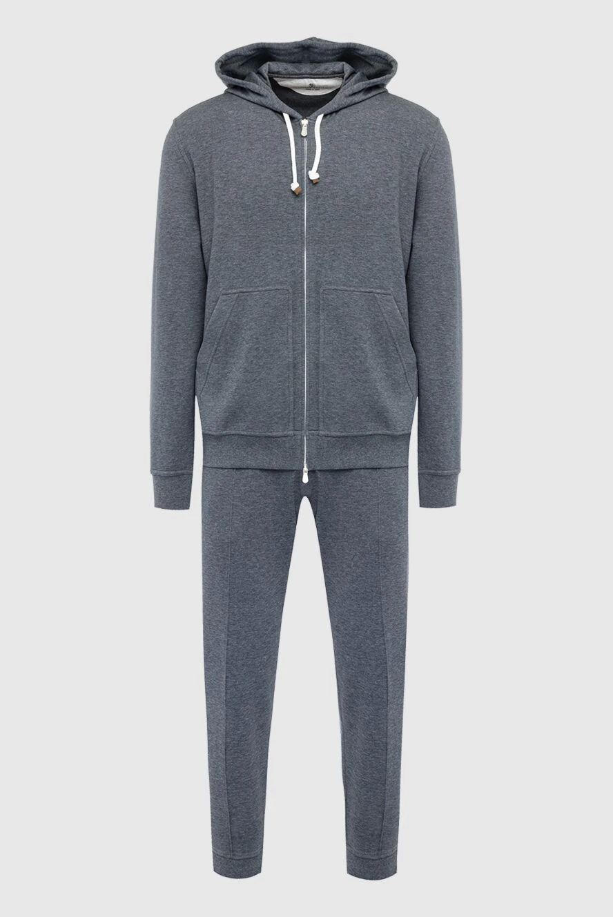 Brunello Cucinelli Sports suit for men made of cotton and polyamide gray - Hood. 93% cotton, 7% polyamide. Closure: Drawstring, zipper. Four side pockets. Country of manufacture: Italy. Care: specialized cleaning - photo 1