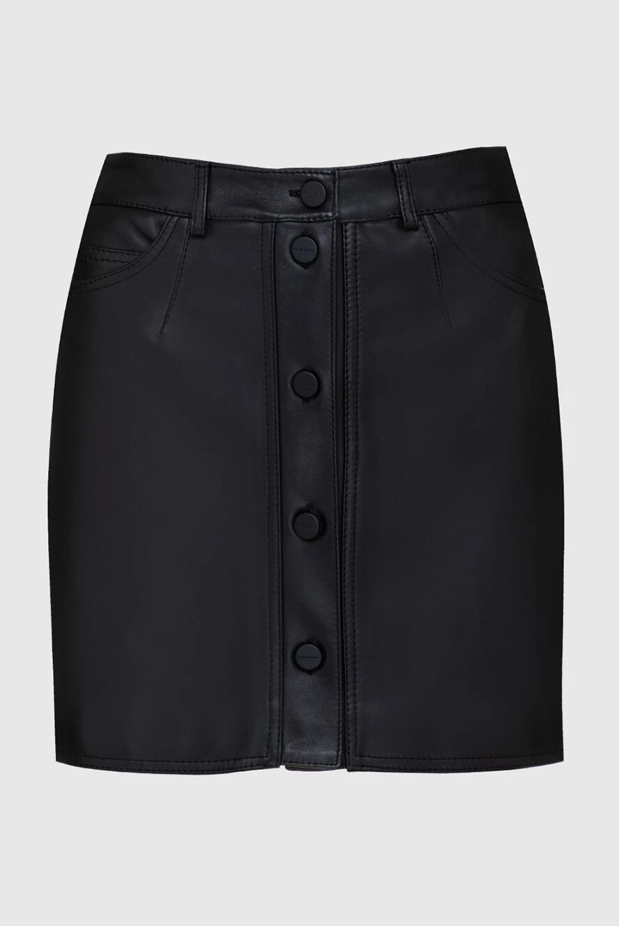 David Koma Black leather skirt for women - four pockets. 100% leather. buttons. Country of manufacture: Italy. Care: specialized cleaning - photo 1