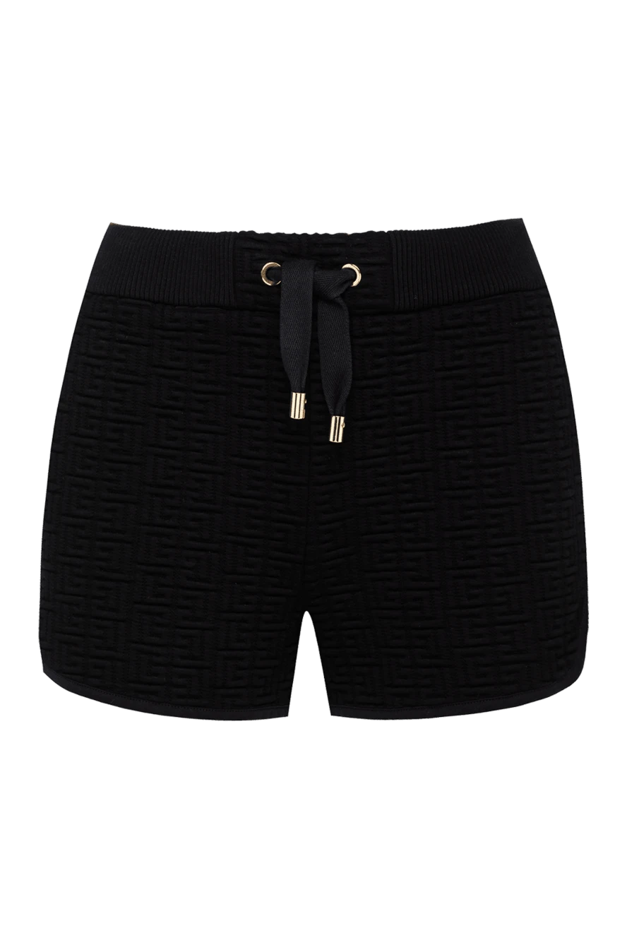 Balmain Black shorts for women - Decoration: embossing of the company monogram. two pockets. 62% polyamide, 36% viscose, 2% elastane. drawstring. Country of manufacture: Italy. Care: specialized cleaning - photo 1