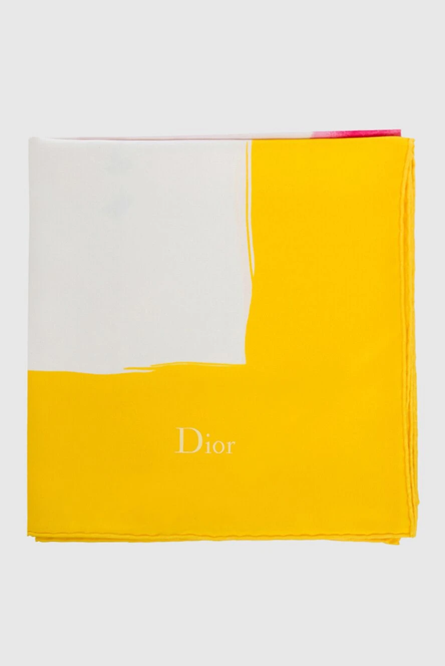Dior Yellow silk scarf for women - logo. 100% silk. Country of manufacture: Italy. Care: specialized cleaning - photo 1