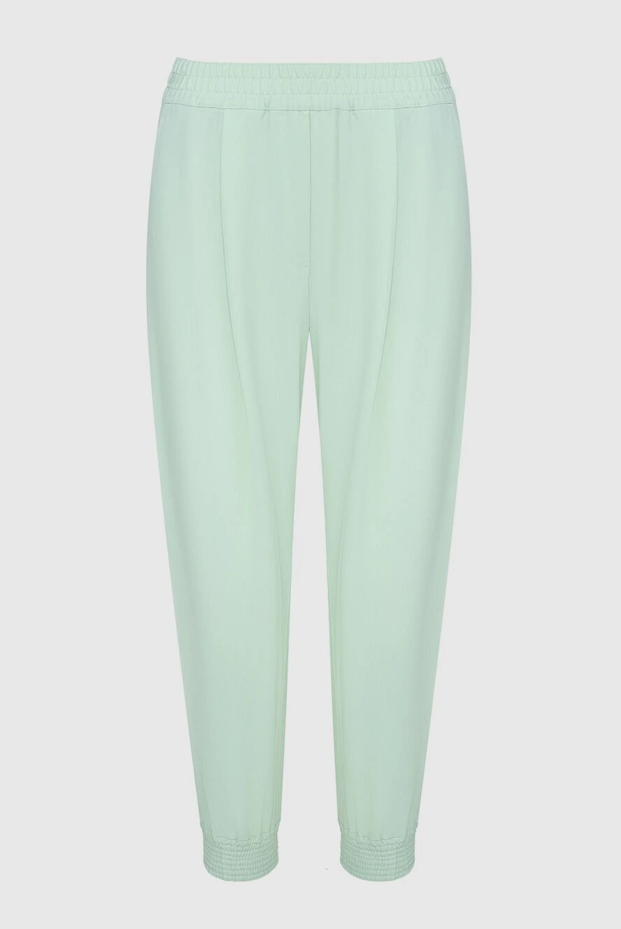 Erika Cavallini Women's cropped pants light green - two pockets. polyester, wool, elastane. elastic belt. Country of manufacture: Italy. Care: specialized cleaning - photo 1