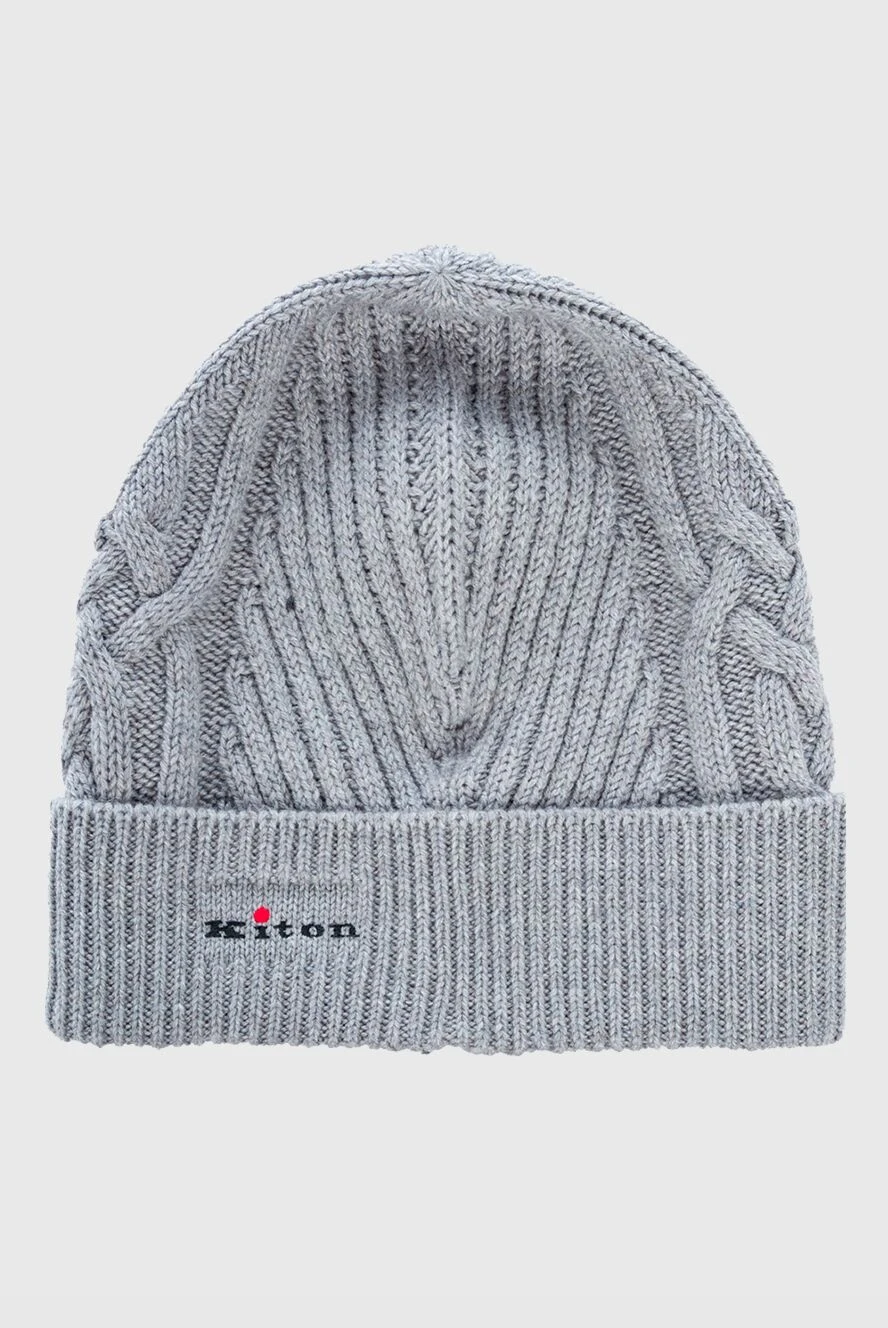 Kiton Gray woolen hat for men - Logo Patch. 100% wool. Country of manufacture: Italy. Care: specialized cleaning - photo 1