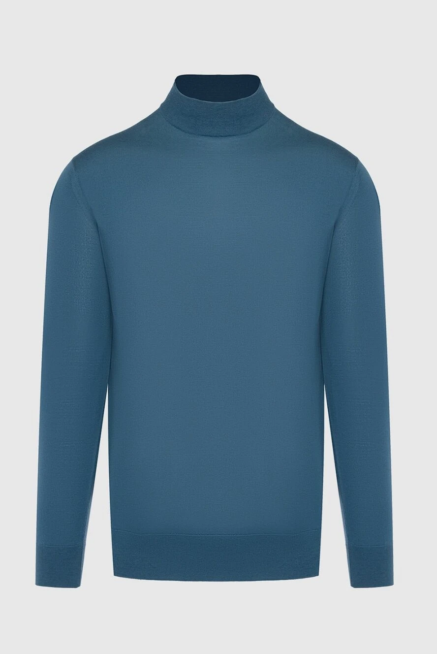 Loro Piana Men's high-collared woolen jumper blue - High collar stand. 100% wool. Country of manufacture: Italy. Care: specialized cleaning - photo 1