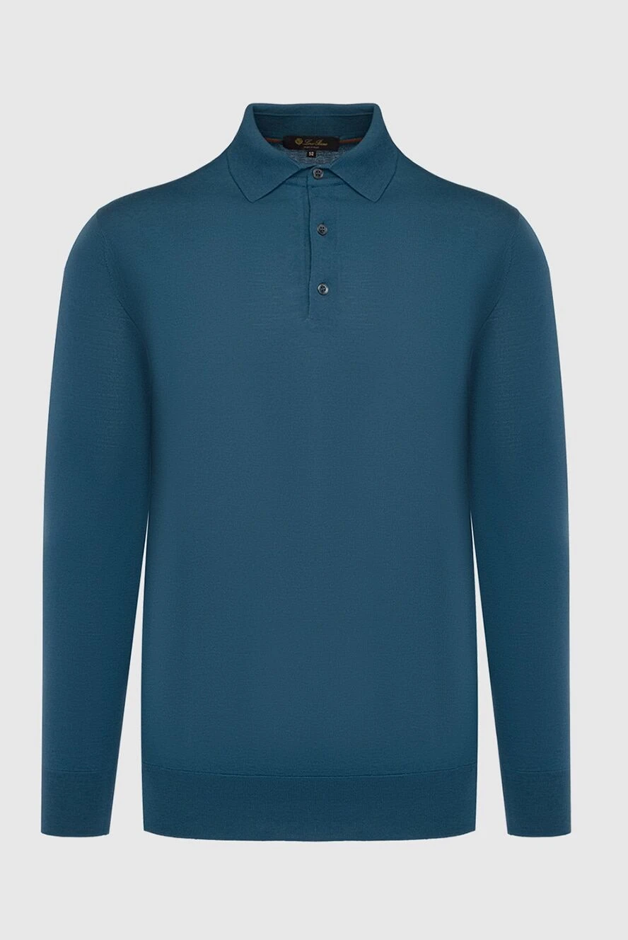 Loro Piana Polo with long sleeves made of wool blue for men - Long sleeve. 100% wool. Buttons. Country of manufacture: Italy. Care: specialized cleaning - photo 1