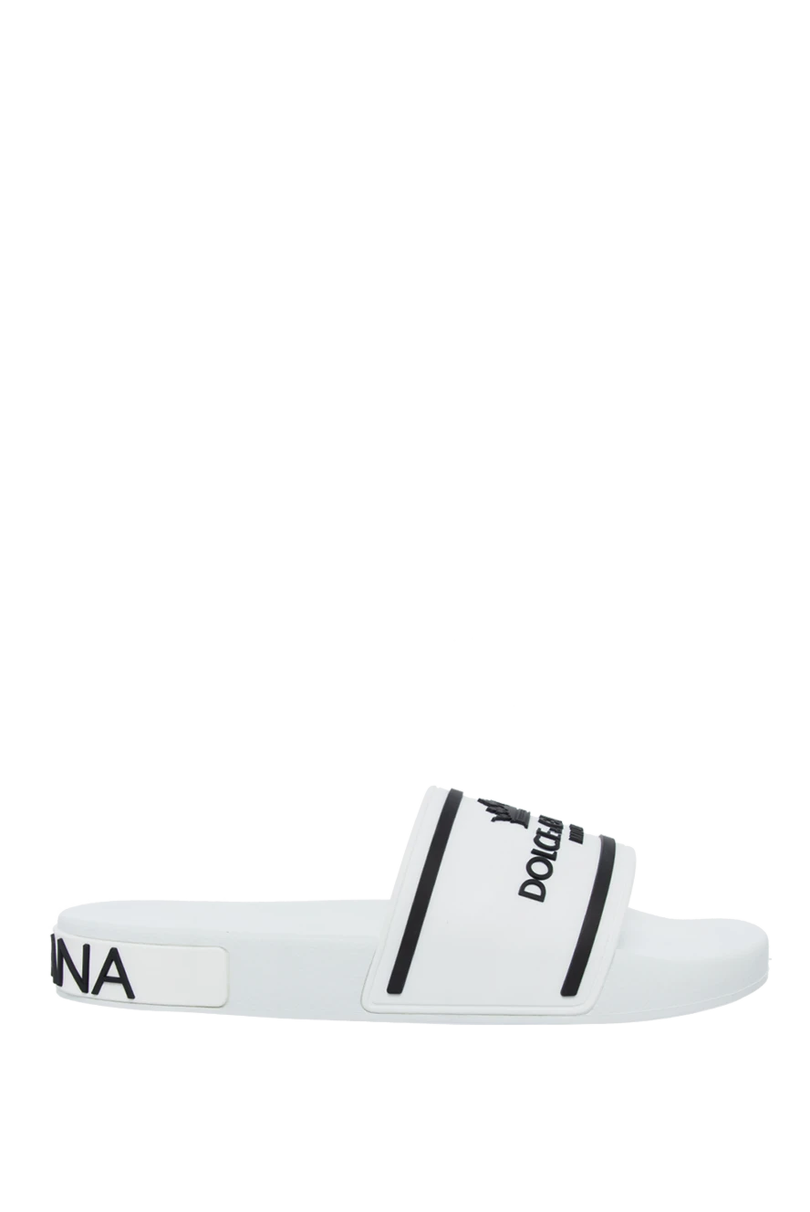 Dolce & Gabbana White rubber slippers for men - brand logo. heel height 2 cm, leather interior. 100% rubber. other materials. Country of manufacture: Italy. Care: specialized cleaning - photo 1