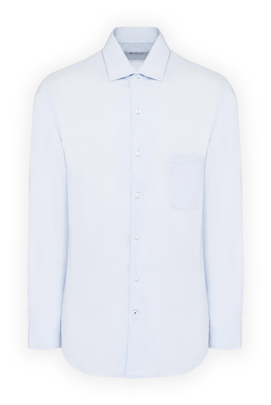 Loro Piana Blue cotton shirt for men - 100% cotton. Closure: buttons. Country of manufacture: Italy. Care: specialized cleaning - photo 1