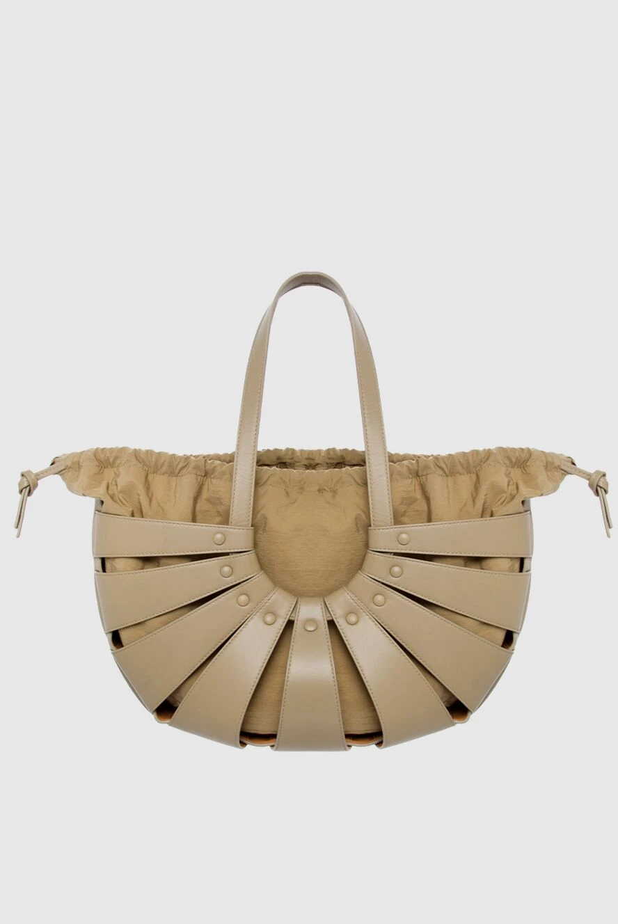 Bottega Veneta Women's bag green in the form of a basket - original design. drawstring. genuine leather, polyamide. Country of manufacture: Italy. Care: specialized cleaning - photo 1