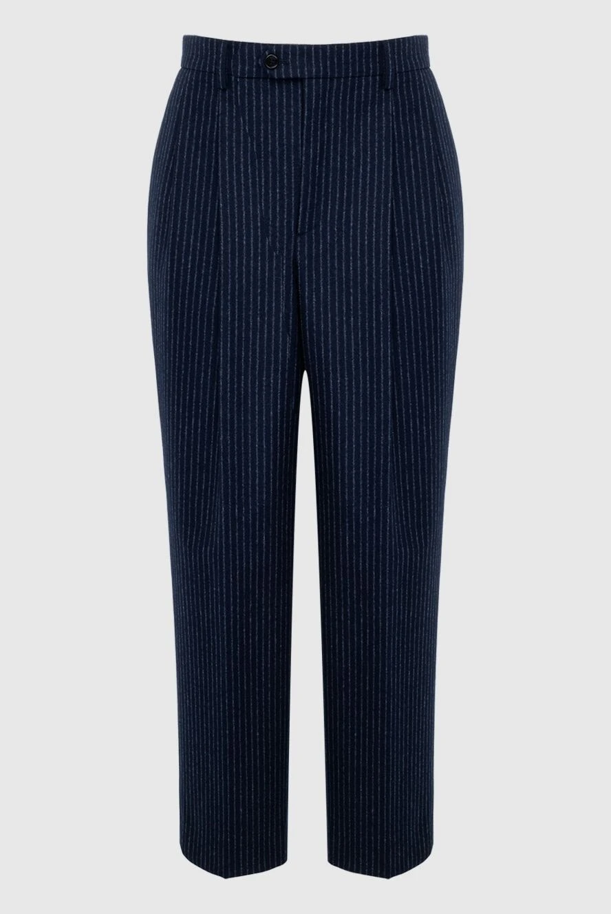 Celine Women's cropped blue striped trousers - striped pattern. wool. zipper, button. Country of manufacture: Italy. Care: specialized cleaning - photo 1