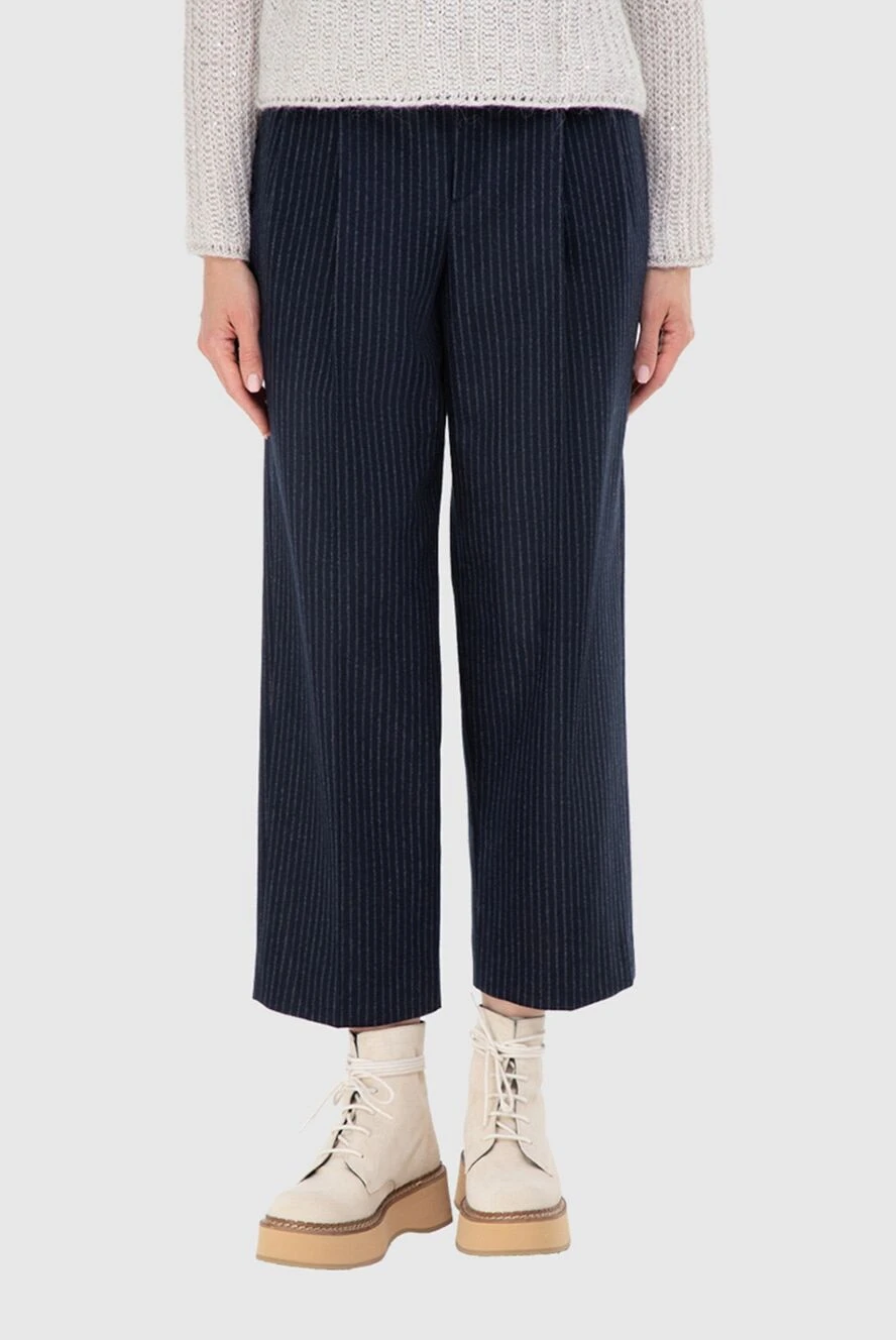 パンツ CELINE Women Straight Pants 2N691930F07SV Blue Celine Wide Leg Tailored Pants in Blue / Full Length Women's