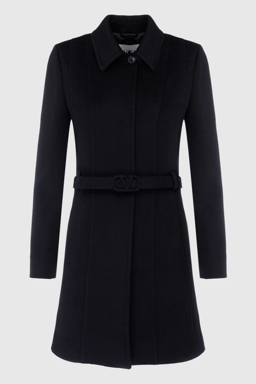 Valentino Women's black wool and cashmere coat - 90% wool, 10% cashmere. buttons, belt. two side pockets. Country of manufacture: Italy. Care: specialized cleaning - photo 1