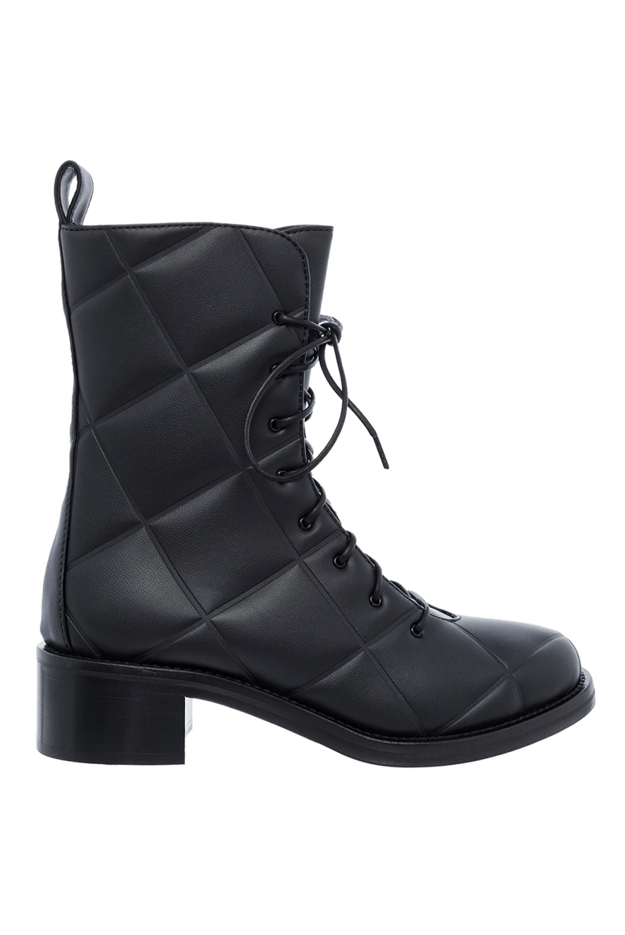 Le Silla Women's black leather quilted boots - quilted surface. genuine leather. Heel height: 4 centimeters. lacing. Country of manufacture: Italy. Care: specialized cleaning - photo 1