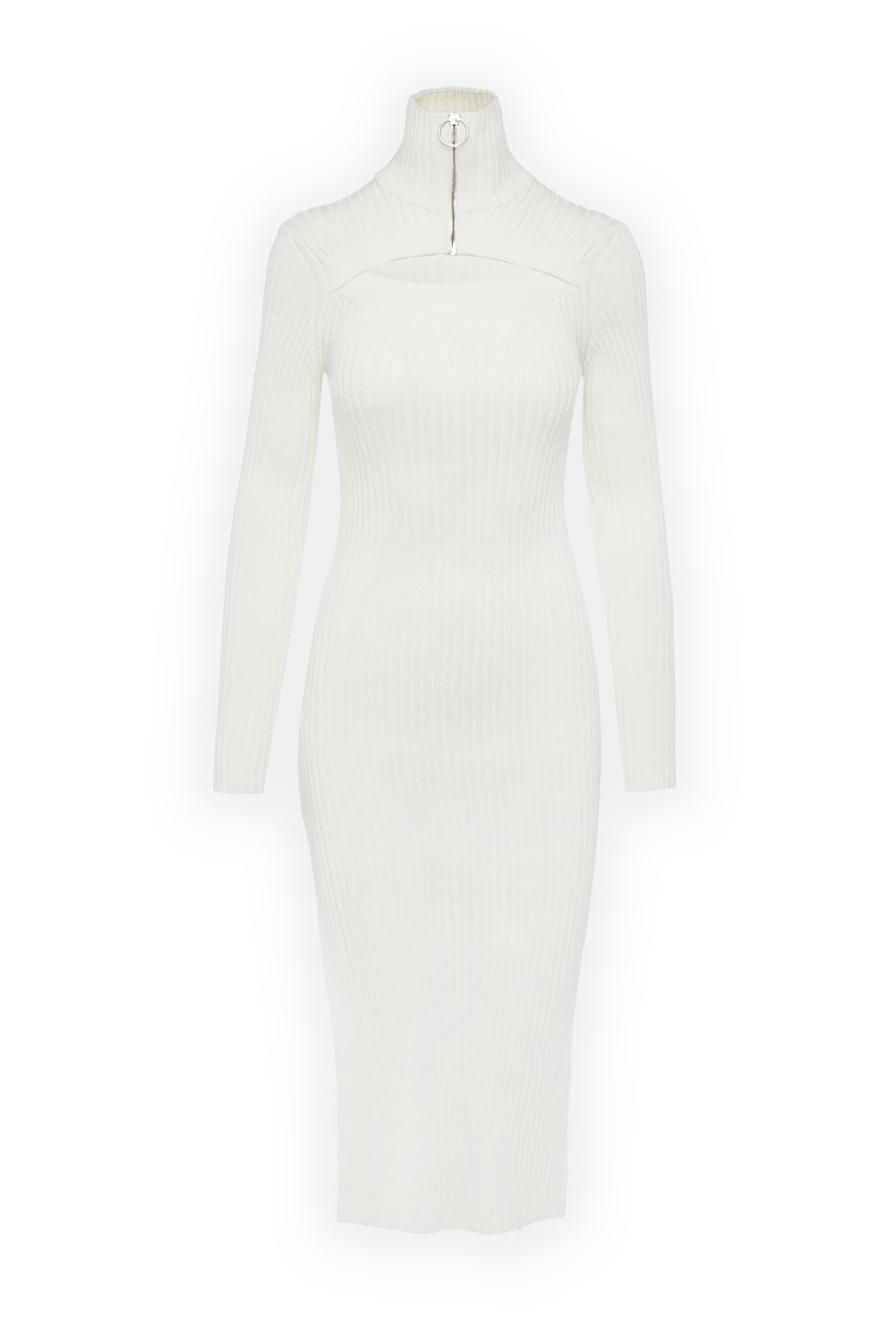 MSGM White wool and acrylic dress for women - zipper. neckline, high neck. 50% wool, 50% acrylic. Country of manufacture: Italy. Care: specialized cleaning - photo 1