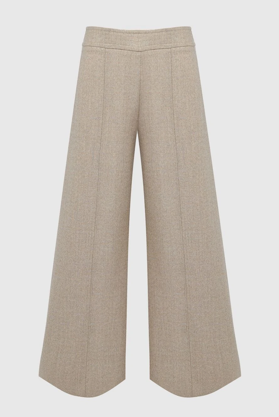 D.Exterior Women's wide pants beige - lurex. wool, polyester, elastane. elastic belt. Country of manufacture: Italy. Care: specialized cleaning - photo 1