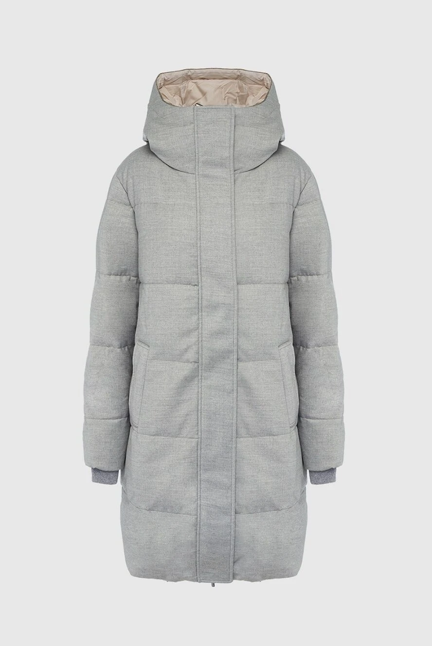 Tonet Gray down jacket for women - Additional: hood. 65% wool, 15% polyester, 20% viscose. Closure: zipper. two side pockets. Insulation: 90% down, 10% feather