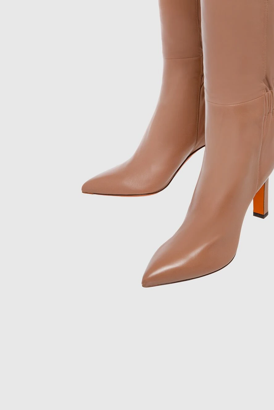 Bottes Santoni Femme En Cuir Beige - Taille 37 - Neuves Dans Leur Boîte D'origine - Luxe Italien
