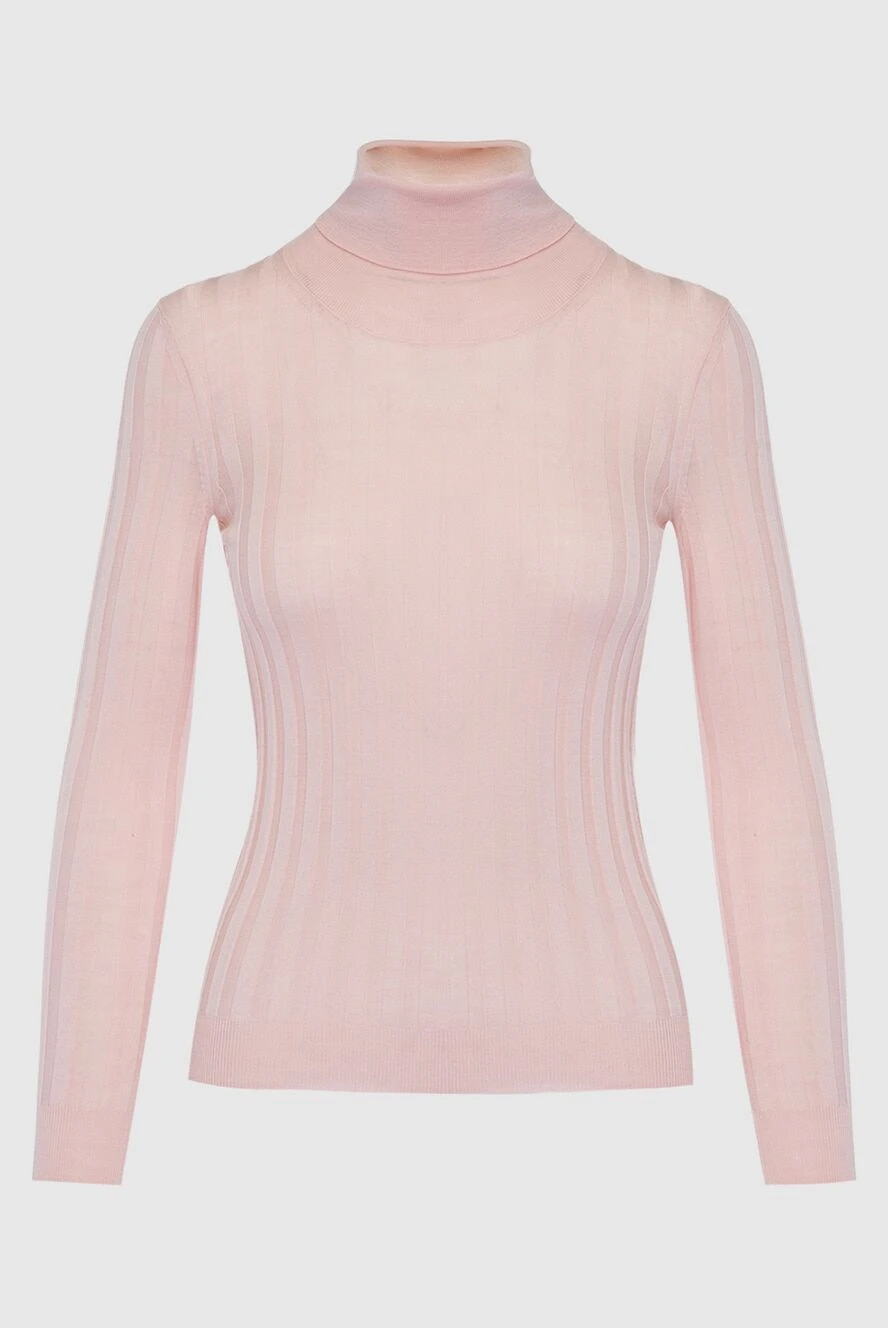 Peserico Pink wool womens turtleneck with wide ribbing - textured surface. 100% wool. Country of manufacture: Italy. Care: specialized cleaning - photo 1