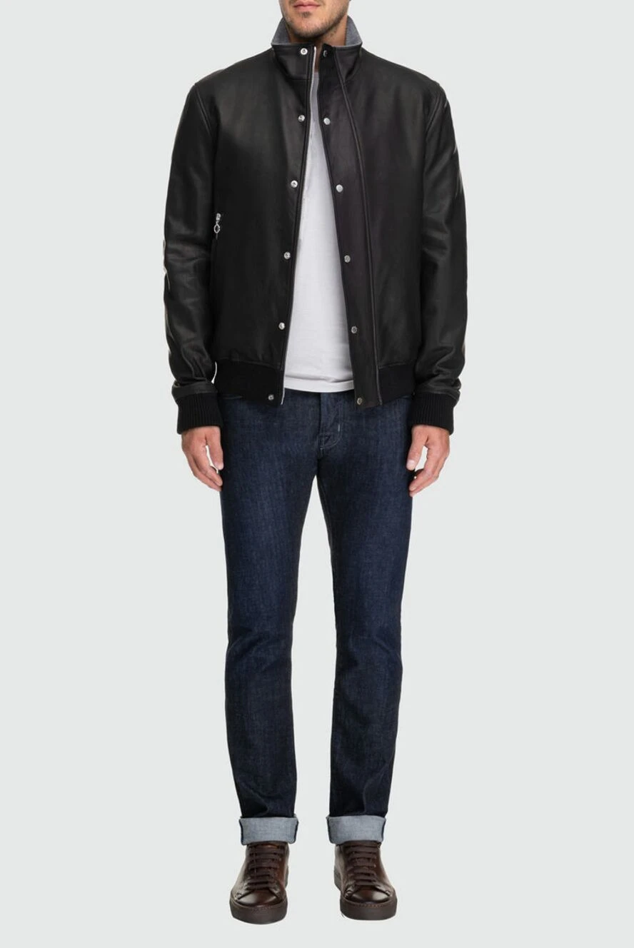 【saharaさん専用】90s uno leather jacket 牛革 Seraphin mens black insulated leather bomber jacket with high
