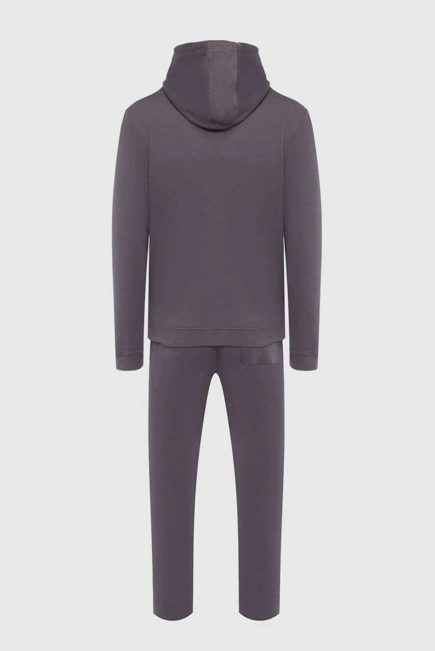 Cesare di Napoli mens dark grey cotton knit tracksuit with hood - Technical View
