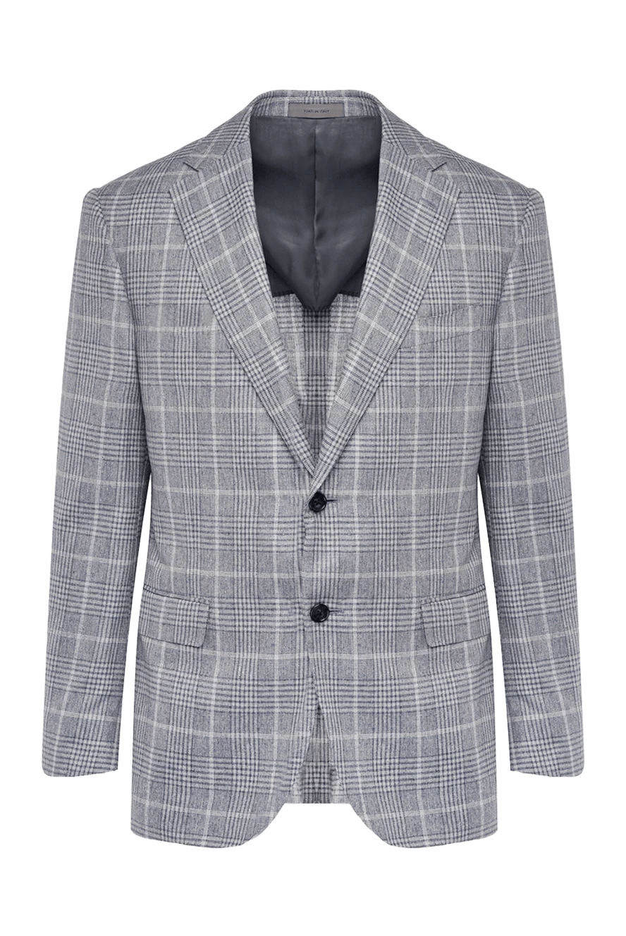 Corneliani Men's gray silk jacket - check pattern. 100% silk. two buttons. two inside, two side, chest pocket. Country of manufacture: Italy. Care: specialized cleaning - photo 1