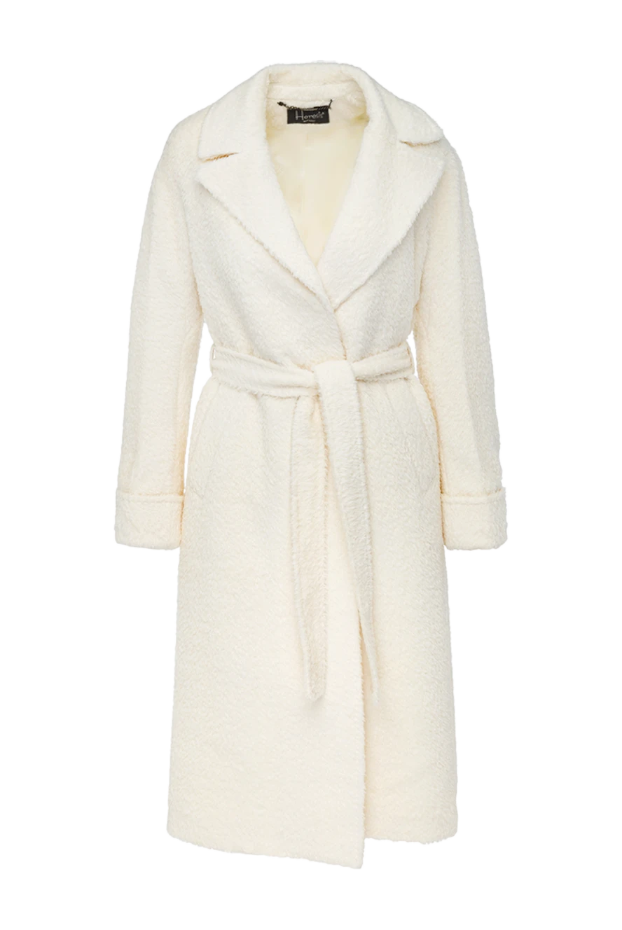 Heresis Alpaca and wool coat for women white - 52% alpaca, 48% wool. belt. two side pockets. Country of manufacture: Italy. Care: specialized cleaning - photo 1