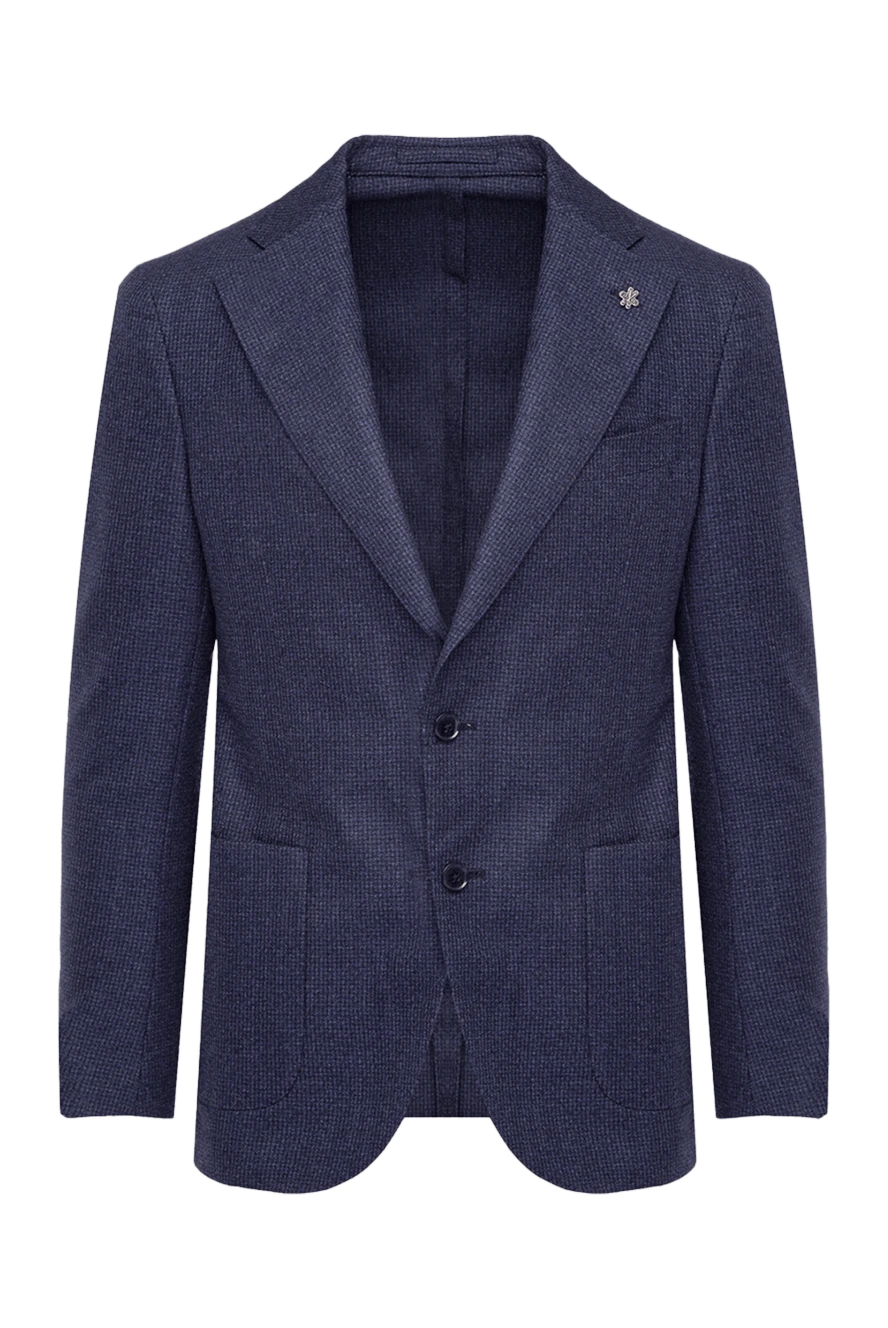 Lubiam Blue wool jacket for men - check pattern. 100% wool. two buttons. two inside, two side, chest pocket. Country of manufacture: Italy. Care: specialized cleaning - photo 1