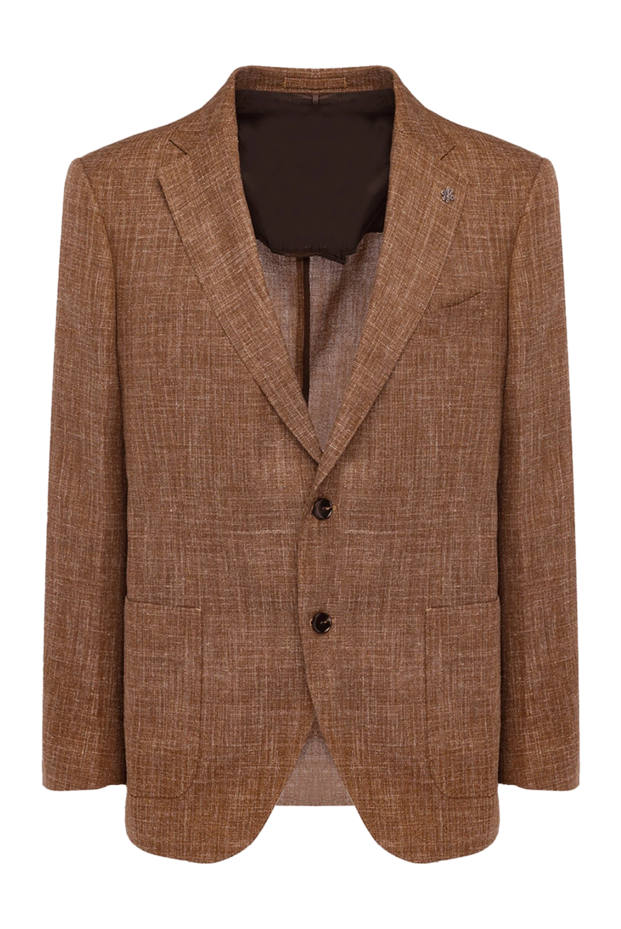 Lubiam Brown jacket for men - Decor: melange. Composition: 38% wool, 34% silk, 28% linen. Fastening: two buttons. Pockets: two inside, two side, chest pocket. Country of manufacture: Italy. Care: specialized cleaning - photo 1