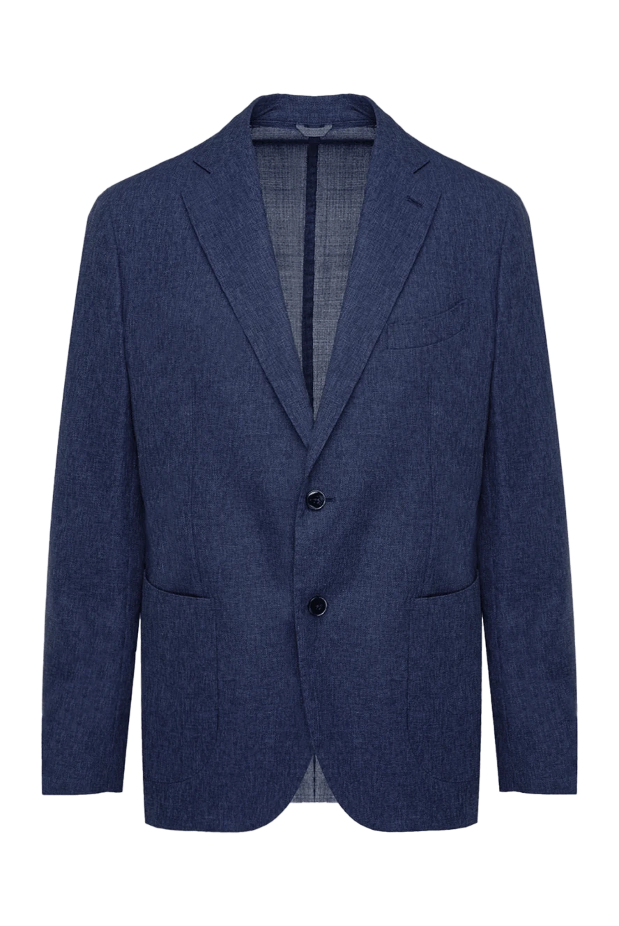 Lubiam Jacket blue for men - cage. 30% cotton, 65% wool, 5% silk. two buttons. two inside, two side, chest pocket. Country of manufacture: Italy. Care: specialized cleaning - photo 1