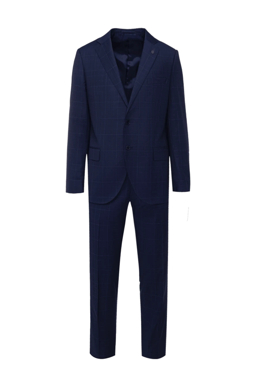 Lubiam Men's suit made of wool, blue - Slit. 100% wool. Closure: Buttons, hook. Chest pocket, two flap pockets. Three pockets. Two side pockets, two back pockets with buttons. Lining: 100% cupro. Country of manufacture: Italy. Care: specialized cleaning - photo 1