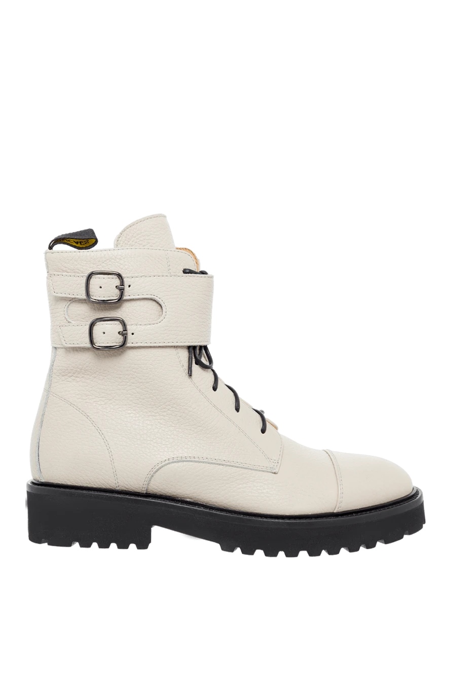 Doucal`s Women's white leather boots with chunky soles and buckles - buckles. genuine leather. Heel height: 2 centimeters. lacing. Country of manufacture: Italy. Care: specialized cleaning - photo 1