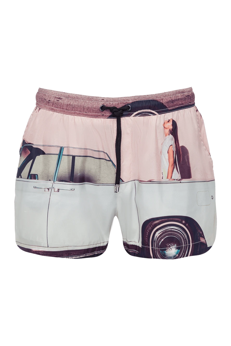 Limitato Gray cotton beach shorts for men - print girl, car. two side. 100% cotton. Closure: drawstring. Country of manufacture: Italy. Care: specialized cleaning - photo 1