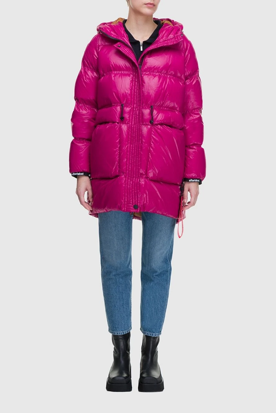 After Label bright winter down jacket pink with glossy surface and 