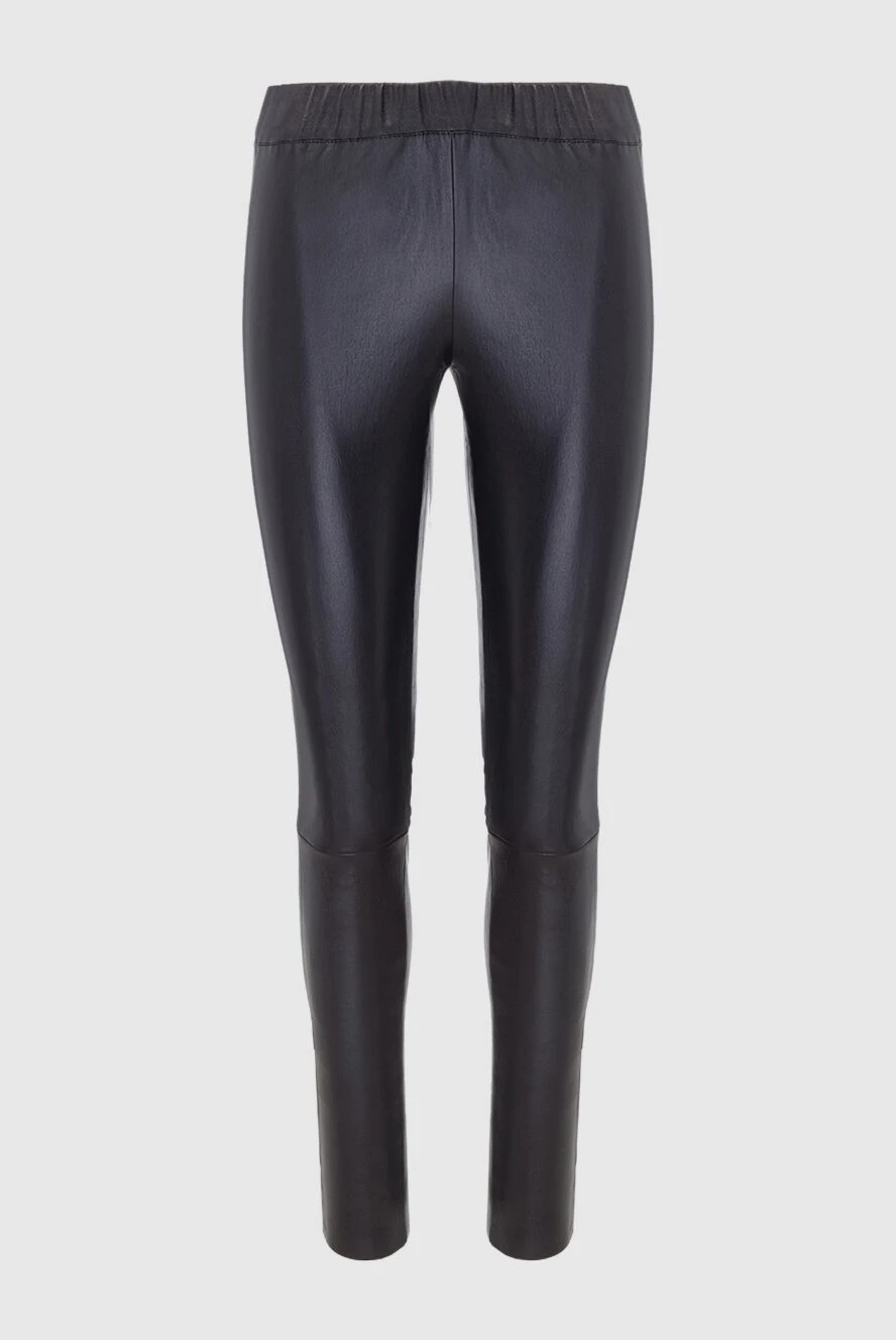 Max&Moi Black leather trousers for women - 100% leather. elastic belt. Country of manufacture: Italy. Care: specialized cleaning - photo 1