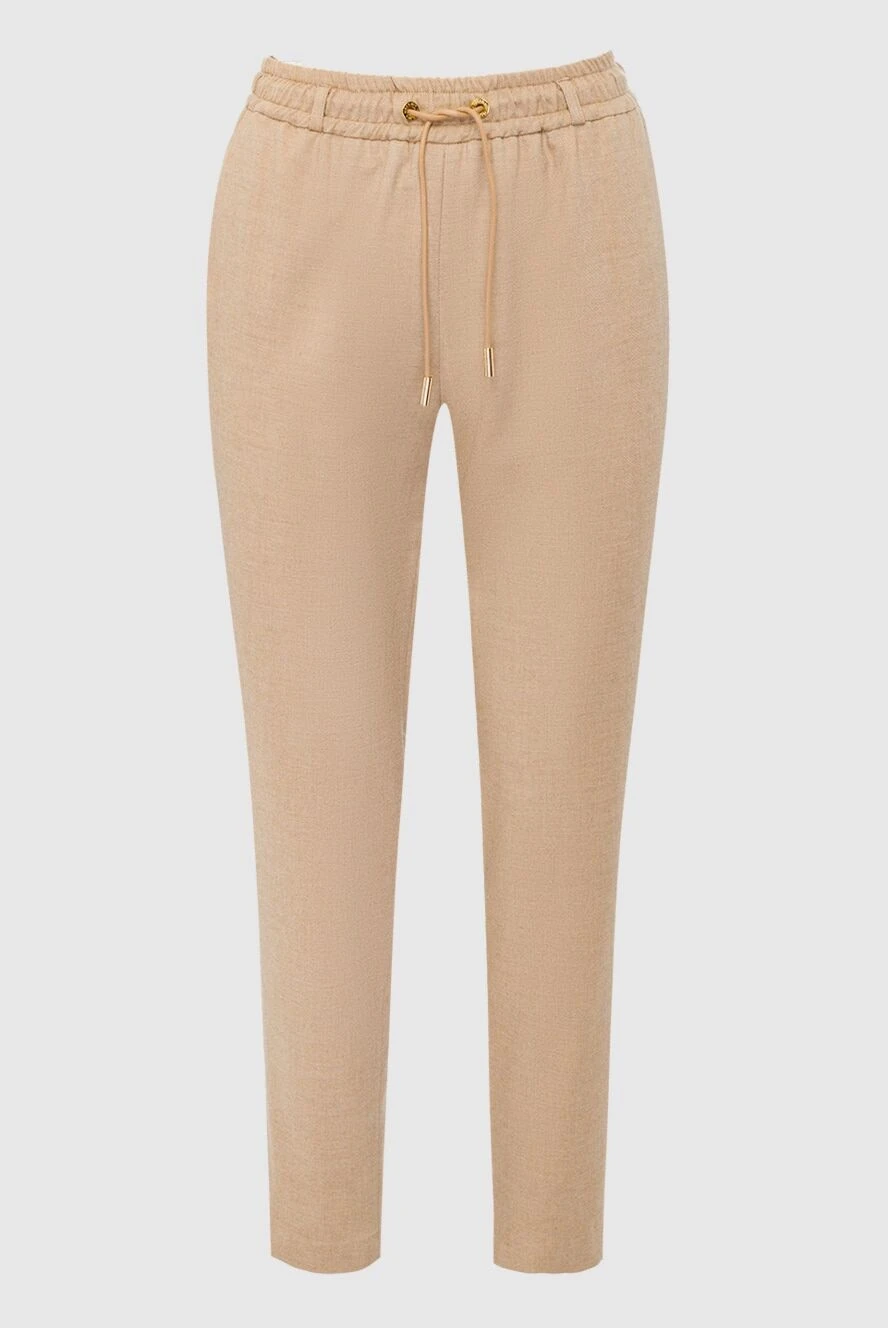 Max&Moi Women's pants beige with beige laces - viscose, polyester, wool, elastane. drawstring. Country of manufacture: Italy. Care: specialized cleaning - photo 1