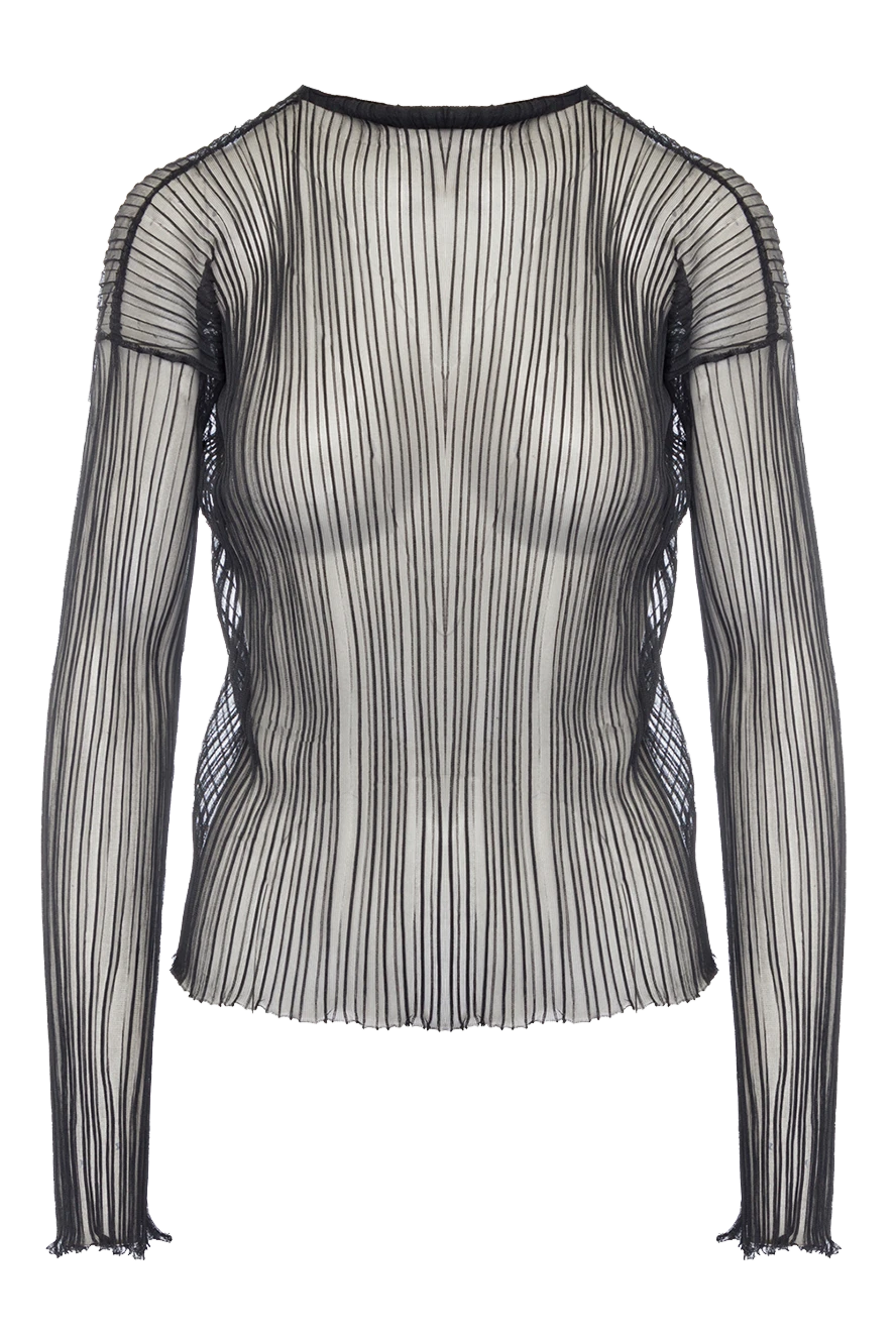 DROMe Women's semi-transparent blouse black - translucent pleat. 100% polyester. Country of manufacture: Italy. Care: specialized cleaning - photo 1