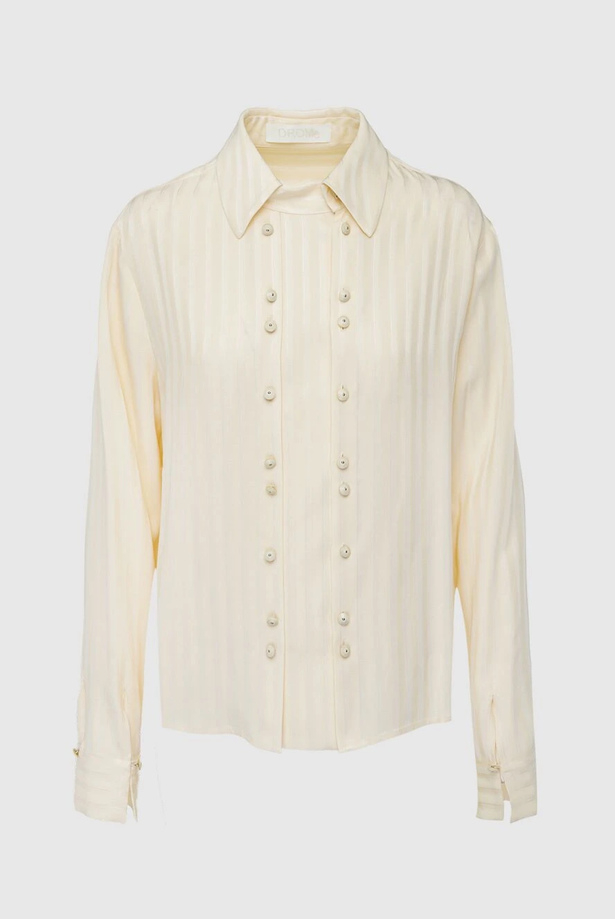 DROMe Women's blouse with decorative buttons beige - buttons, striped pattern. button. viscose, acrylic. Country of manufacture: Italy. Care: specialized cleaning - photo 1