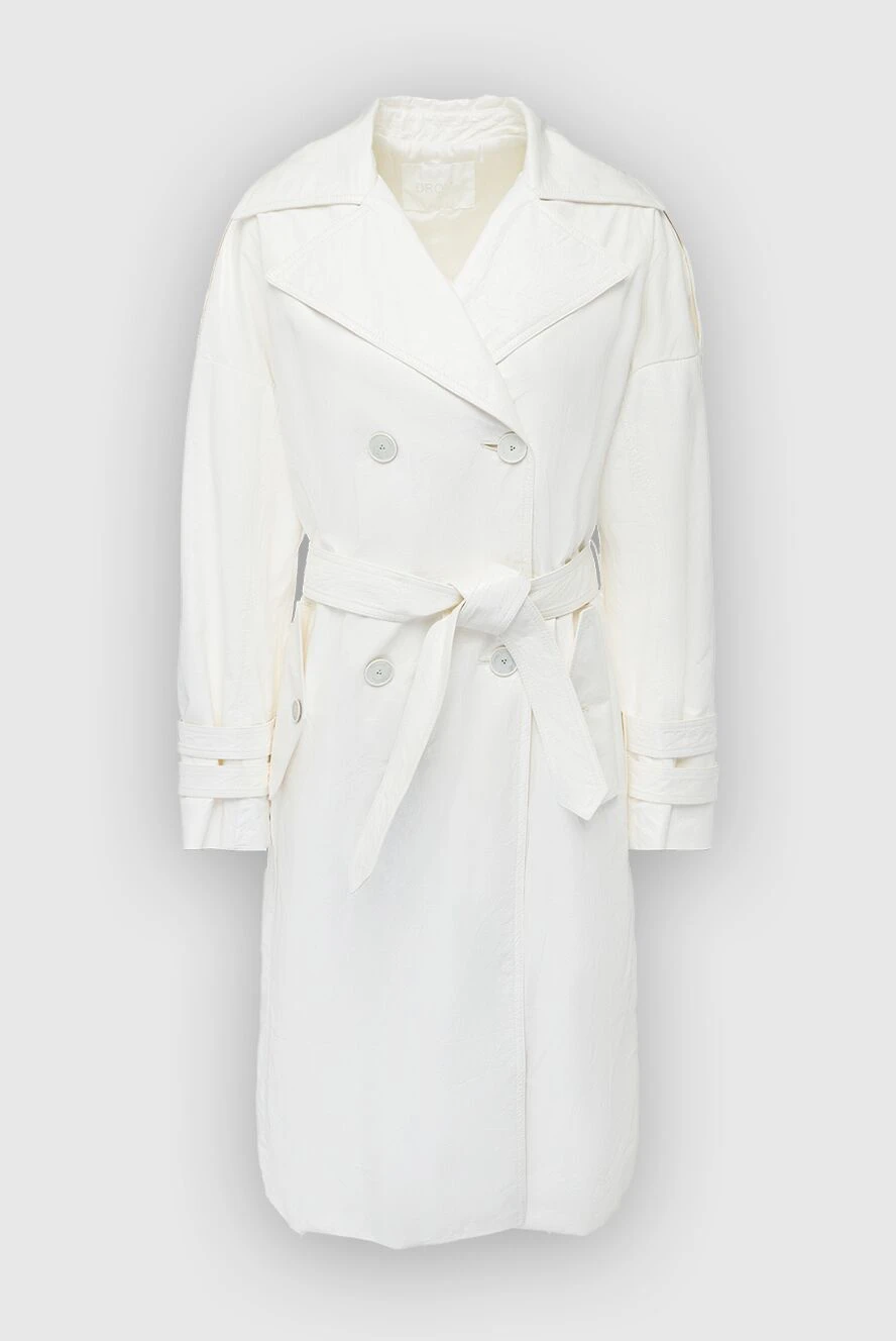 DROMe Women's white genuine leather raincoat - 100% genuine leather. buttons, belt. two side pockets. Country of manufacture: Italy. Care: specialized cleaning - photo 1