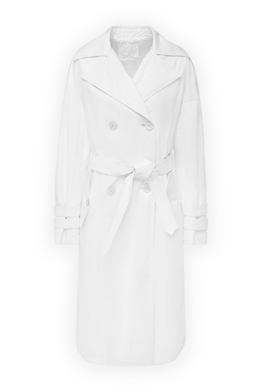 DROMe White leather raincoat for women - 100% genuine leather. buttons, belt. two side pockets. Country of manufacture: Italy. Care: specialized cleaning - photo 1