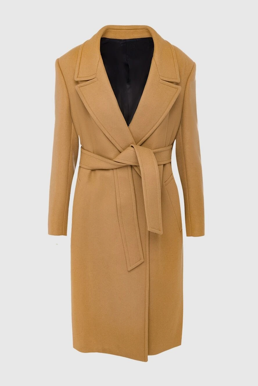 Celine Women's brown wool and cashmere coat - 90% wool, 10% cashmere. buttons, belt. two side pockets. Country of manufacture: Italy. Care: specialized cleaning - photo 1