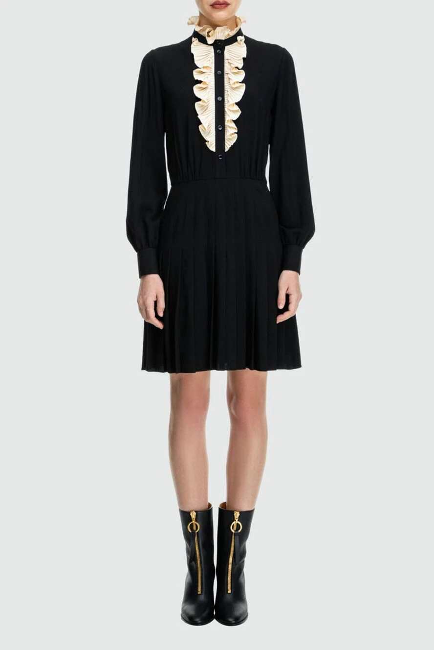 CELINE★DRESSES Celine black dress with pleated skirt and contrasting frills