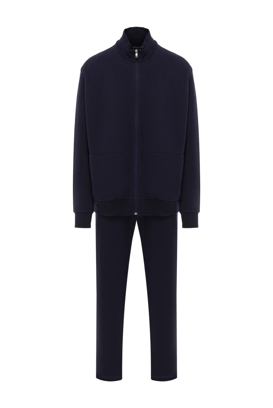 Corneliani Костюм спортивний темно-синій з коміром-стійкою чоловічий - 94% бавовна, 6% поліамід. Куліска, блискавка. Чотири бічні кишені. Країна виробник: Італія. Догляд: спеціалізоване чищення - фото 1