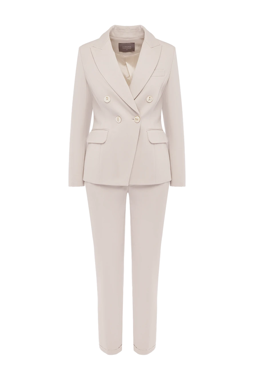 Lorena Antoniazzi Beige women's trouser suit - 61% wool, 35% viscose, 3% elastane. Closure: buttons. two side pockets. Country of manufacture: Italy. Care: specialized cleaning - photo 1