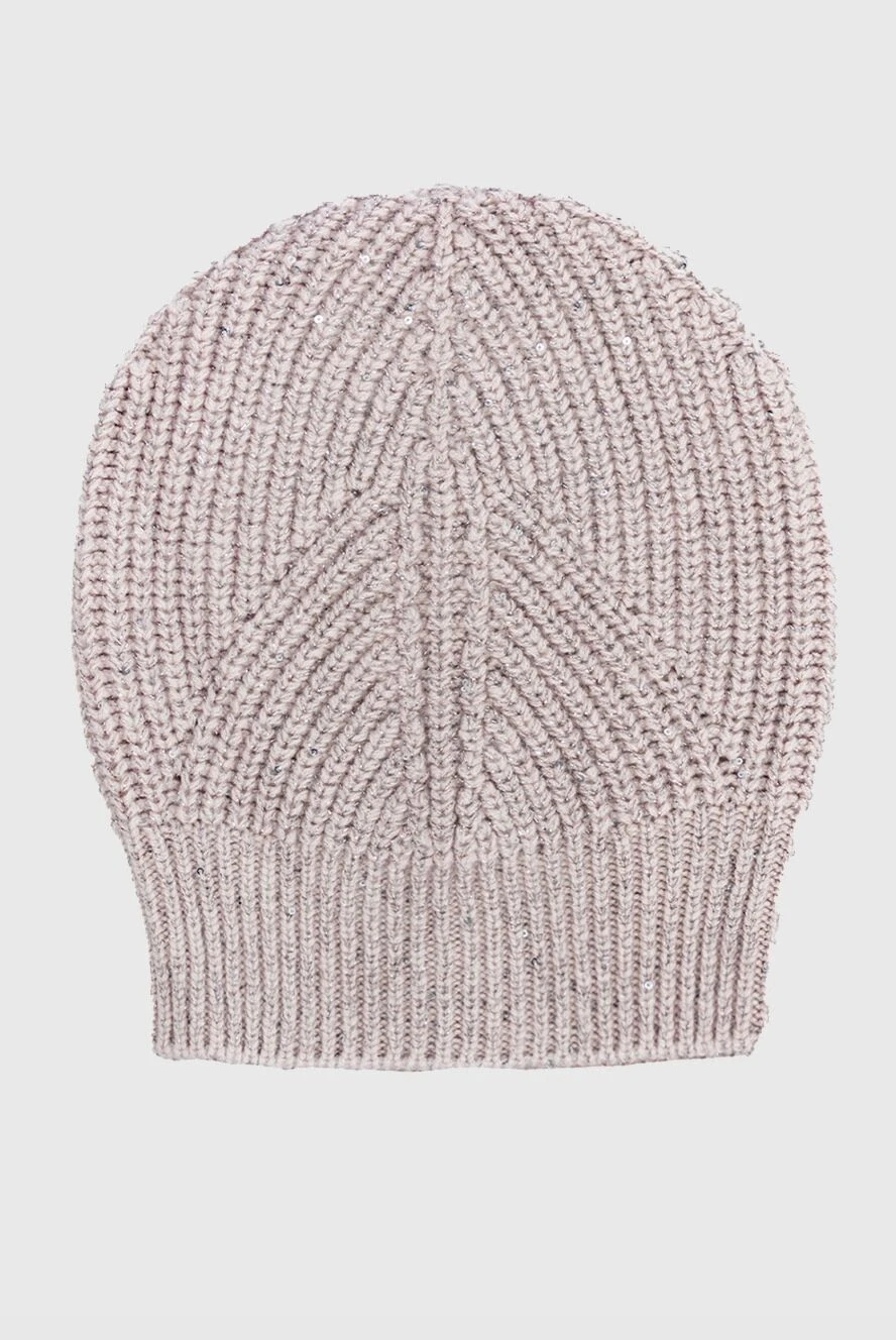 Lorena Antoniazzi Beige women's knitted hat - 79% wool, 5% cashmere, 6% viscose, 5% polyester. Country of manufacture: Italy. Care: specialized cleaning - photo 1