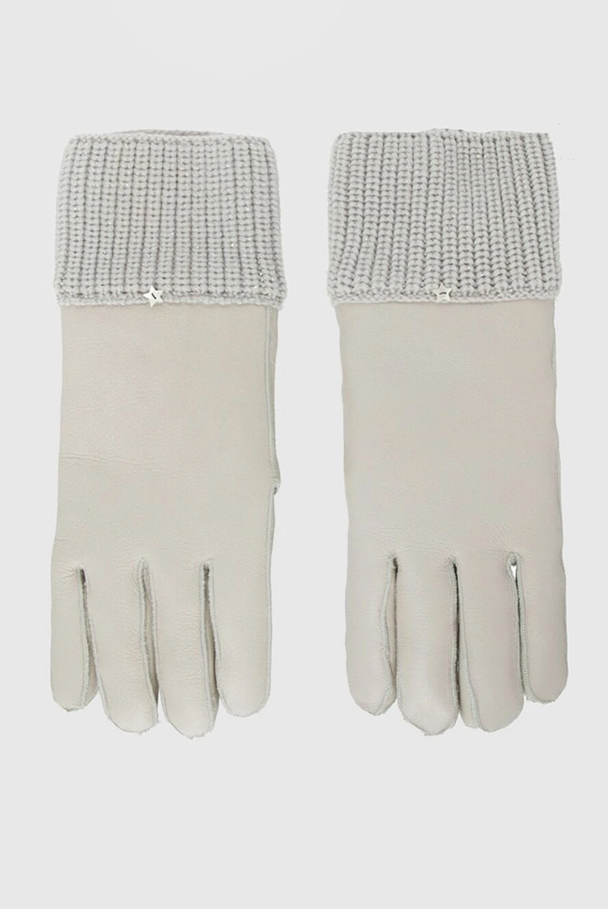 Lorena Antoniazzi Gray gloves for women - 100% genuine leather, 83% natural fur, 13% viscose, 4% polyamide. Country of manufacture: Italy. Care: specialized cleaning - photo 1