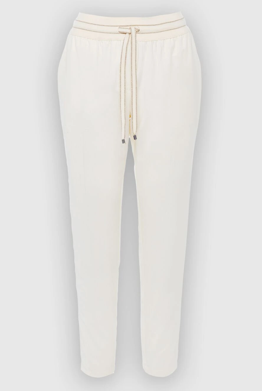 Lorena Antoniazzi Women's pants with drawstring white - two side pockets. wool, polyamide, elastane. drawstring. Country of manufacture: Italy. Care: specialized cleaning - photo 1