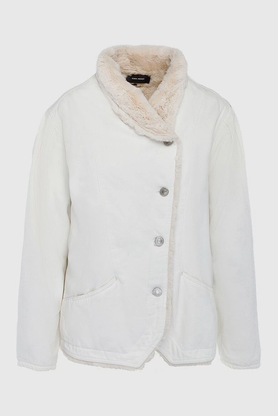 Isabel Marant White cotton jacket for women - fur collar. 100% cotton. buttons. two side pockets. Country of manufacture: Italy. Care: specialized cleaning - photo 1