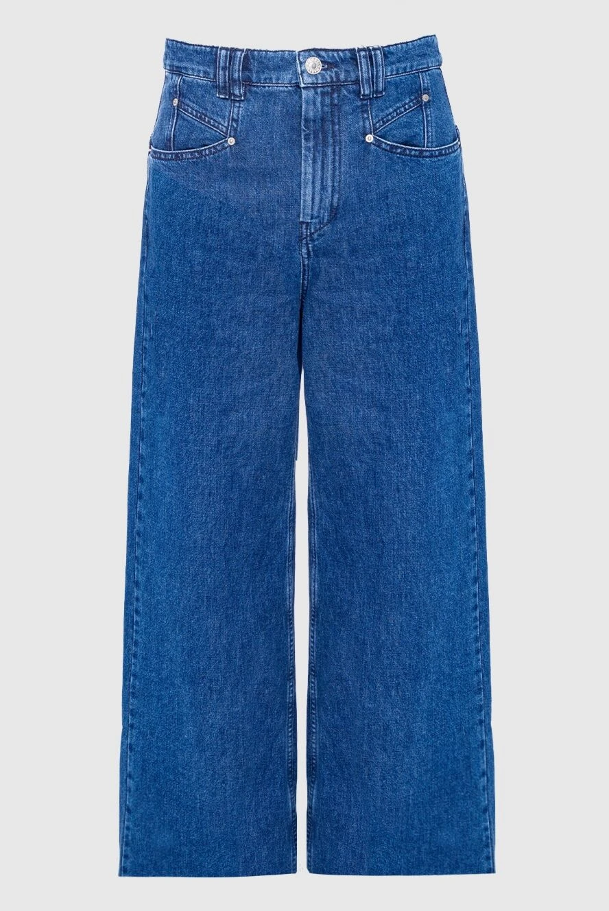 Isabel Marant Women's wide-leg blue jeans - contrasting buttons, contrasting seams. two side pockets, two back pockets. 100% cotton. zipper, buttons. Country of manufacture: Italy. Care: specialized cleaning - photo 1