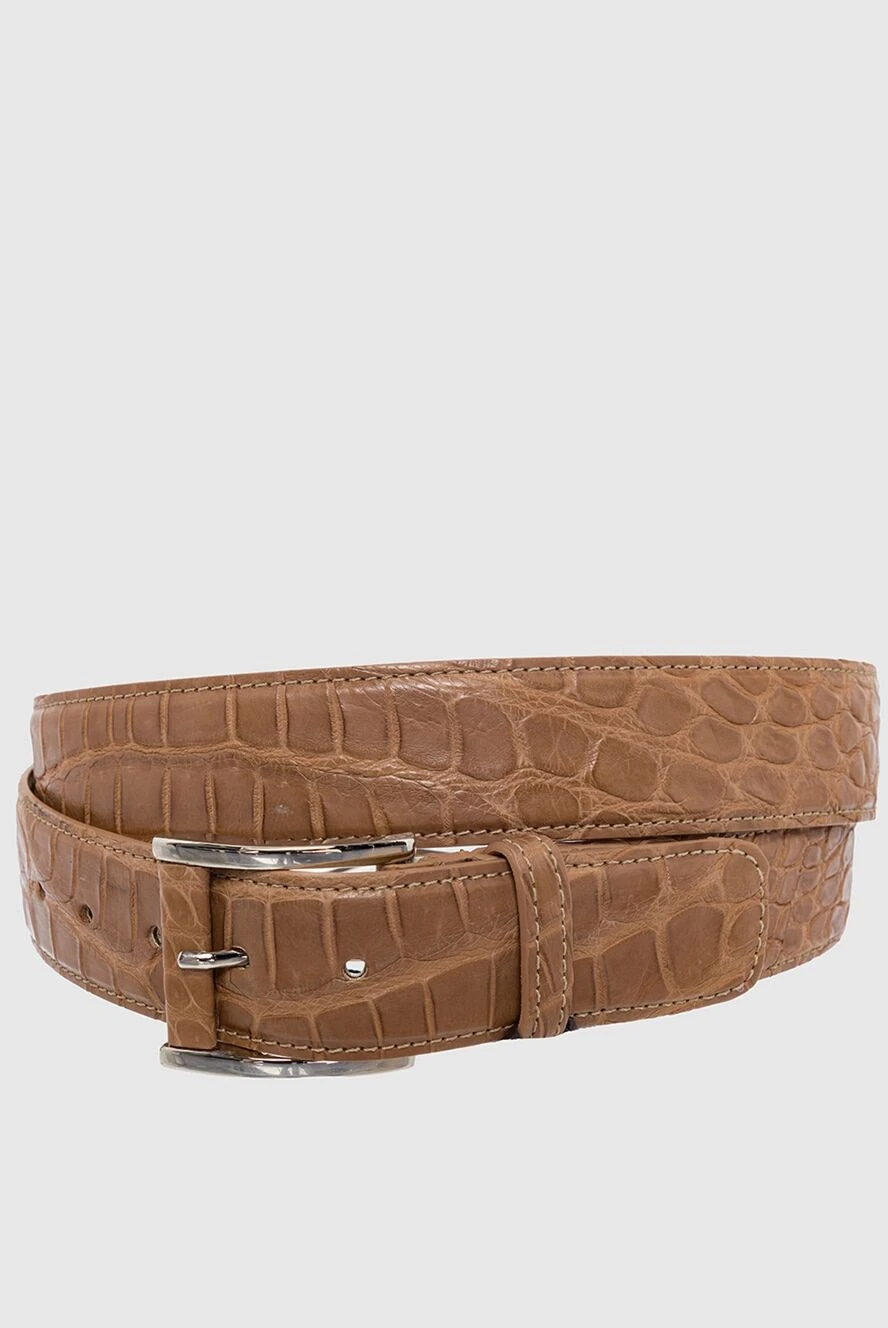 Tardini Brown crocodile leather belt for men - Textured leather. 100% crocodile leather. Size: Width 4cm. Buckle. Country of manufacture: Italy. Care: specialized cleaning - photo 1