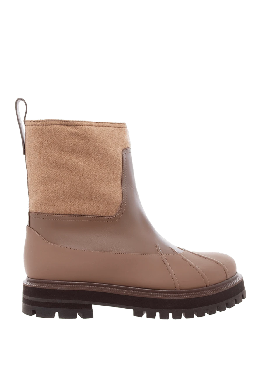 Loro Piana Women's brown boots with contrasting inserts - contrasting inserts. leather, textile. Sole height: 2 centimeters. Country of manufacture: Italy. Care: specialized cleaning - photo 1