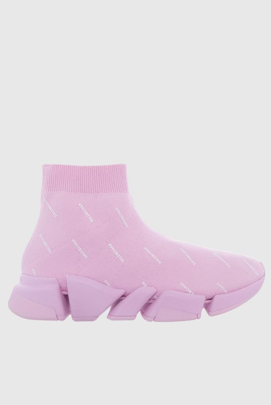 Balenciaga Women's pink sneakers with a logo print - logo print. polyester, elastane. elastic inserts. Country of manufacture: Italy. Care: specialized cleaning - photo 1